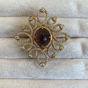 NWT Hespera gold vermeil genuine amethyst white topaz ring